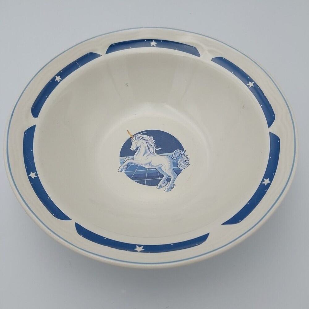 Tienshan Blue Unicorn Soup Salad Bowls‎ Stoneware Replacement Vtg